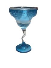 Vintage Blown Sky Blue Margarita Glass Candle picture