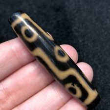unique Magical Tibetan Old Agate Ivory Color 9Eye Totem dZi Bead12*58mm picture