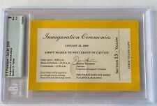 2009 President Barack Obama Inauguration Yellow Section 13 Ticket Beckett BGS 9 picture
