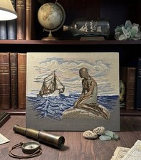 MERMAID Copenhagen Crewel Embroidery  Ship Seascape Nautical Adele Veres 1970’s picture