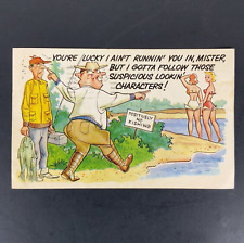 Vintage Laff Card Postcard Fishing Theme Funny Posted Stamped 1950s picture
