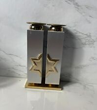 2 Pcs Oppenheim 24k Gold & Silver Plated JERUSALEM RD Candle Holder picture
