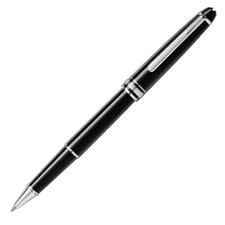 Luxury Meisterstuck 163 Bright Black+Silver Clip 0.7mm Black Ink Rollerball Pen  picture
