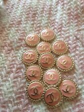 12 STAMPED VINTAGE CHANEL BUTTONS SET OF 12 pink 0,8 inch picture