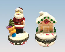 Miniature Christmas Trinket Box Bundle Vintage Santa House   picture