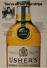 Usher’s Edinburgh Scotch Whisky Green Stripe Vintage Print Ad 1974 picture