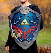 Medieval Legend of Zelda Inspired Shield Wooden Blue Hylian Wall Décor Shield picture