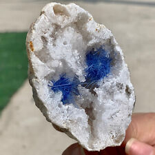 100G Rare Moroccan blue magnesite and quartz crystal coexisting specimen picture
