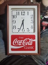 Coca-Cola Clock Wood Vintage Wall Clock 80's - 90's picture