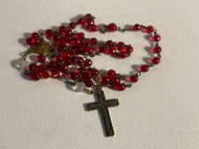Vintage Red Bead  With Crucifex And Madonna & Child Rosary picture