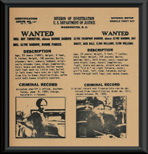 Bonnie Parker & Clyde Barrow Wanted Poster Reprint On 80 Year Old Paper *P210 picture