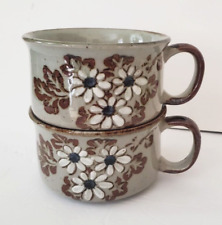 Set Of 2 Vintage Cappuccino/Soup Mugs Speckled Glaze Japan Otagiri Flowers MCM picture