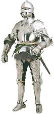 Medieval Gothic German Suit of Armor with Free Chainmail Halloween Costume Silve picture
