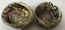 Abalone Shells Set Of Two Mexico Green Blue Pink Smudging Nautical Decoration picture