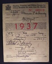 RARE ONE OF A KIND ALEXANDER De SEVERSKY AUTOGRAPH ON HIS 1937 N.Y. HUNTING LIC. picture