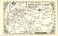 vintage postcard - RANGELEY LAKES REGION~ MAINE map  unposted picture