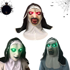 Nun Horror Face Mask Halloween Cosplay Party Costume Scary Mask w/Headscarf Prop picture