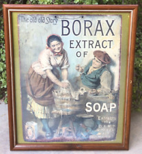 Vintage Framed Old Story Borax Extract of Soap Print Sign Frame Laundry 21