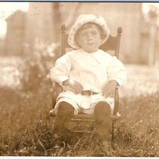 c1910s Serene Young Boy Wood Chair Nature RPPC Beautiful Photography Scene A143 picture