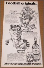 1973 Usher's Green Stripe Scotch Whisky Print Ad Clipping Football Originals picture
