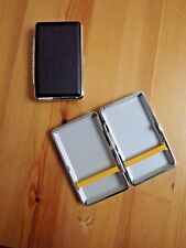 Metal Plain Black Leather Double Sided King & 100's Cigarette Case New picture