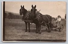 RPPC Horse Team And Farmer Cutting Grass,Slab City,Grafton,N.H.UNP Circa 1904 picture