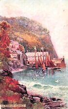 Tuck's Oilette Artist Drawing Clovelly Harbor Wimbush Vtg Postcard D14 picture