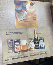 2 LOT Vintage 1960s Meister Brau Beer ADS Mancave Bar Decor Henninger MCM Prop picture