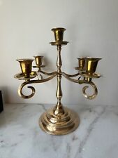 Vintage Brass 5 Arm Candle holder candelabra India Brass 10” picture