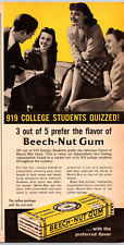 1941 Print Ad Beech-Nut Gum 919 College Students quizzed 3 out of 5 Prefer picture