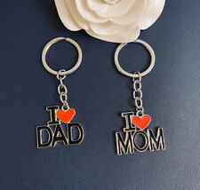 Keychain Letters I Love MOM/DAD Heart-Shaped Personality Metal, 2pc Set, New picture