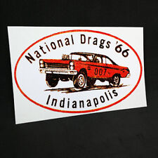 NATIONAL DRAGS '66 INDIANAPOLIS Vintage Style DECAL / STICKER, rat rod, racing picture