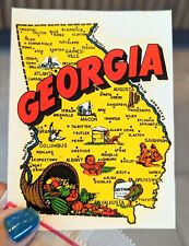 Vtg 1950s GEORGIA STATE MAP ORIGINAL SOUVENIR TRAVEL WINDSHIELD CAR DECAL RARE picture