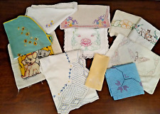 Lot of 12 Vintage Wonderful Embroidered Linens Doilies Runners Tablecloth Cutter picture
