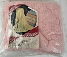 NOS Vintage Blanket Beacon Pink 100% Cotton Self-Hemmed Ends Sealed  72 x 90 picture