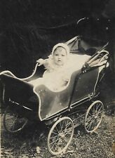 Baby in an Antique Stroller Baby Carriage 1904-1918 Bailey Photograph AZO RPPC  picture