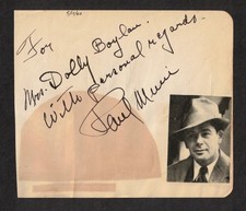 Paul Muni Actor Original Signed Autograph Album Page Scarface Dated 1940 picture