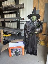 RARE Life Size Witch Greeter 6’ Light Up Cackling Sound Gemmy Cauldron Broom picture