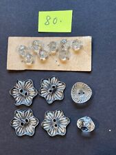 Vintage Clear Czech Glass Buttons Assorted Lot of 14: Flowers, Diminutives, More picture