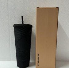 New Starbucks Black Matte Diamond Studded Tumbler Cold Drink Cup 24oz/710ml Gift picture