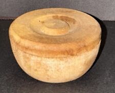 Vintage Handmade Round Wood Shaving Vanity Trinket Box w/ Lid 2.5
