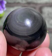 50mm Natural Rainbow Cat Eye Obsidian Sphere Large Crystal Ball Healing Stone picture