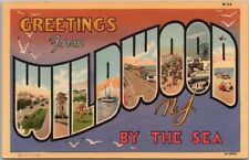 WILDWOOD BY-THE-SEA, New Jersey Large Letter Postcard Curteich Linen c1935 picture