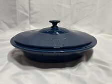 Vintage LE CREUSET  Blue  Oval  Covered Baker  With Lid  13” 4 Qt picture