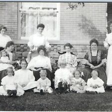 c1910s Beautiful Women Photo w/ Cute Children RPPC Outdoor Real Postcard A134 picture