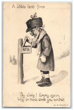 1913 Old Man Checking Mailbox Seattle Washington WA Panama Pacific Expo Postcard picture