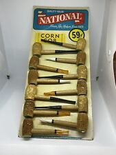 Vintage NATIONAL Store CORNCOB PIPE DISPLAY SIGN w/ 12 NOS Pipes MADE IN NJ USA picture