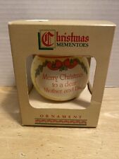 Vintage Sears Christmas Mementoes Glass Ball Ornament Mother and Dad With Box picture