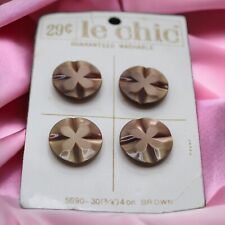 Vintage Le Chic 4ea Sewing Buttons Brown Pearlescent Round 3/4