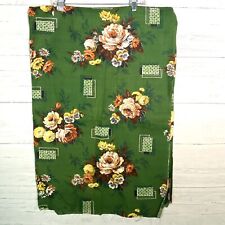 Vintage Hawaiian Green Floral Barkcloth Cotton Fabric 44